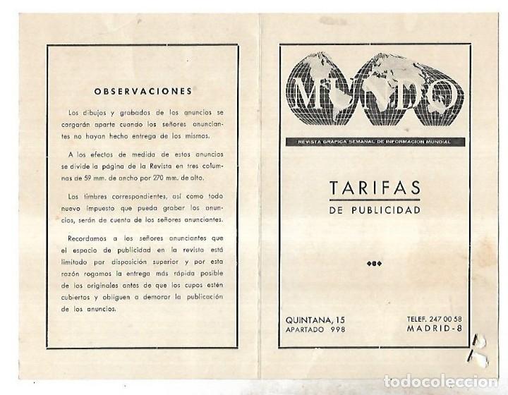 Werbekataloge: TARIFAS DE PUBLICIDAD. MUNDO. MADRID. CON PRECIOS. VER
