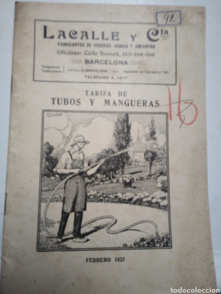 Advertising Catalogs: LACALLE. FABRICANTES DE CORREAS. GOMAS. AMIANTOS. BARCELONA. ANTIGUO CAT&Aacute;LOGO. 1927.