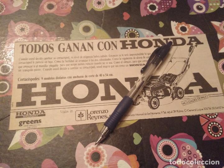 Cat&aacute;logos publicitarios: ANTIGUO RECORTE PERIODICO 1988 CORTACESPEDES MARCA HONDA LORENZO REYNES S.A. MALLORCA
