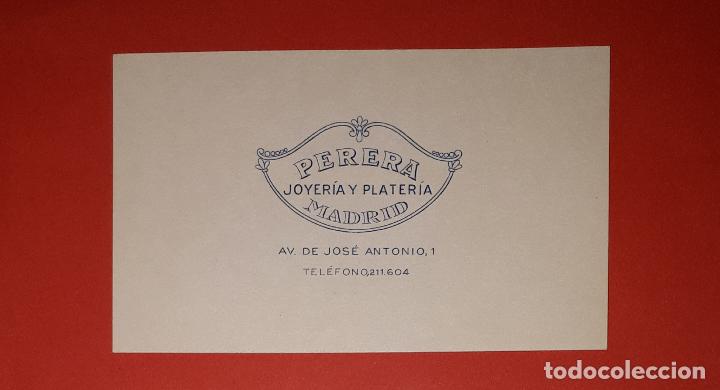Advertising Catalogs: ANTIGUA TARJETA PUBLICITARIA JOYERIA PLATERIA PERERA  MADRID