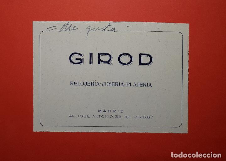 Catalogues publicitaires: ANTIGUA TARJETA PUBLICITARIA RELOJERIA JOYERIA PLATERIA  GIROD MADRID