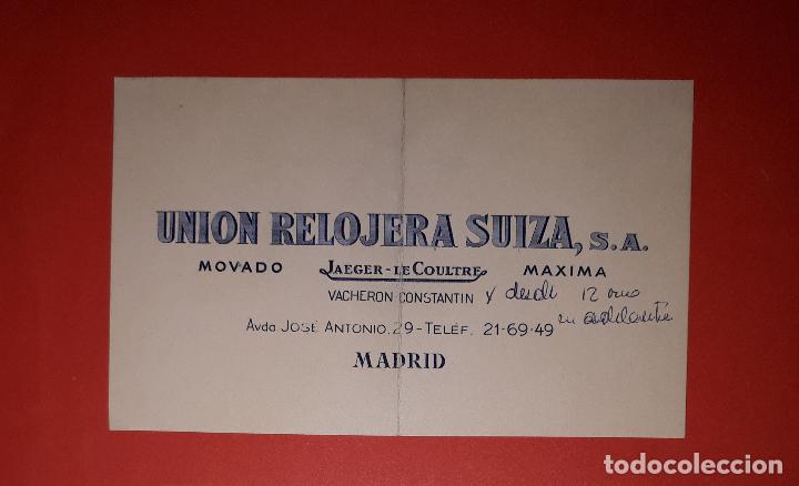 Catalogues publicitaires: ANTIGUA TARJETA PUBLICITARIA UNION RELOJERA SUIZA  MADRID