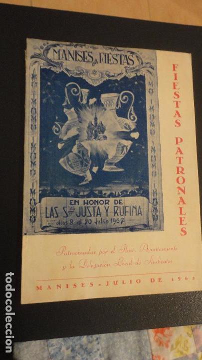 Werbekataloge: ANTIGUO PROGRAMA. FIESTAS PATRONALES SANTA JUSTA Y RUFINA. MANISES VALENCIA 1962