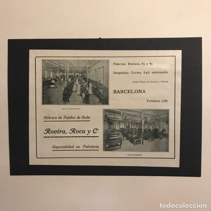 Cat&aacute;logos publicit&aacute;rios: PUBLICIDAD F&Aacute;BRICA DE TEJIDOS DE SEDA ROVIRA, ROCA Y C&ordf;.