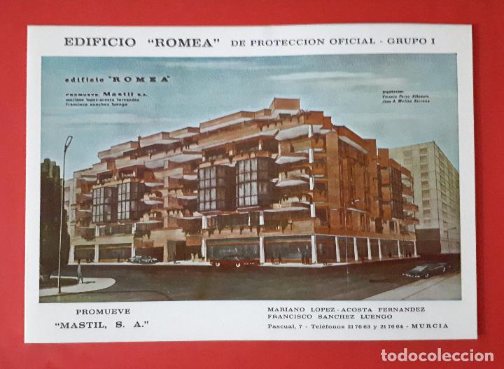 Cat&aacute;logos publicitarios: MURCIA ANTIGUO DIPTICO PUBLICITARIO PROYECTO DEL EDIFICIO ROMEA  1974 - Foto 1