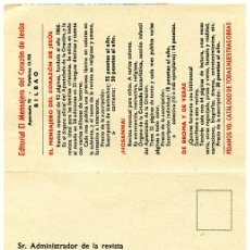 Catálogos publicitarios: TARJETA SUSCRIPCIÓN EDITORIAL EL MENSAJERO DEL CORAZÓN DE JESÚS, BILBAO. AÑO 1958