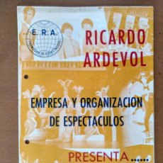 Catálogos publicitarios: PROMOCION DE ESPECTACULOS E.R.A. RICARDO ARDEVOL BARCELONA AÑOS 70 PERET, LUIS LUCENA CASSEN Y OTROS