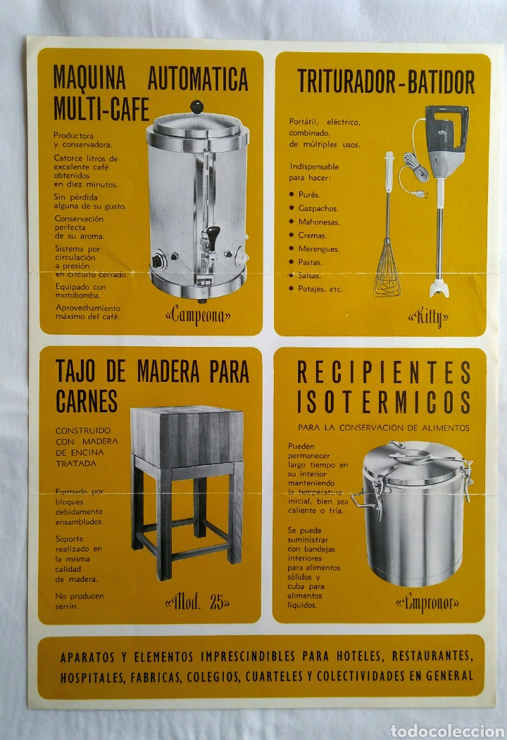 Cat&aacute;logos publicitarios: Cartel antiguo publicitario electrodom&eacute;sticos, a&ntilde;os 70