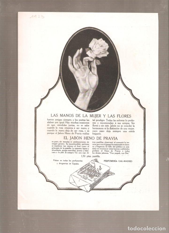 Cat&aacute;logos publicit&aacute;rios: Perfumeria, jabon HENO de PRAVIA.. 1923. 18 x 24 cms. Vell i Bell