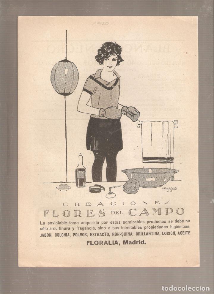 Cat&aacute;logos publicit&aacute;rios: Perfumeria, jabon FLORES del CAMPO. FLORALIA... 1920. 18 x 24 cms. Vell i Bell