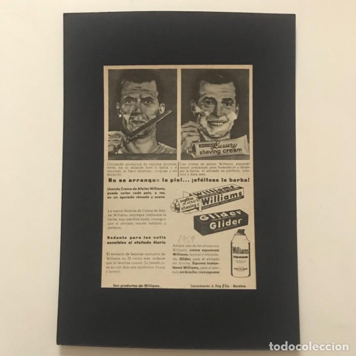 1959 Publicidad crema de afeitado Williams y Glider 18,2x25 cm