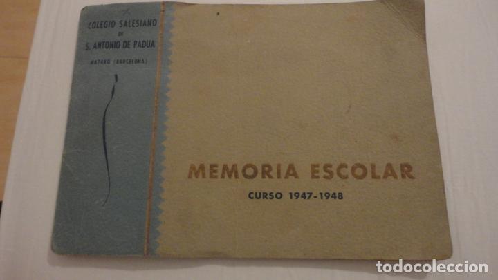 Cat&aacute;logos publicitarios: COLEGIO SALESIANO S.ANTONIO DE PADUA. MEMORIA ESCOLAR CURSO 1947-1948. MATARO. BARCELONA
