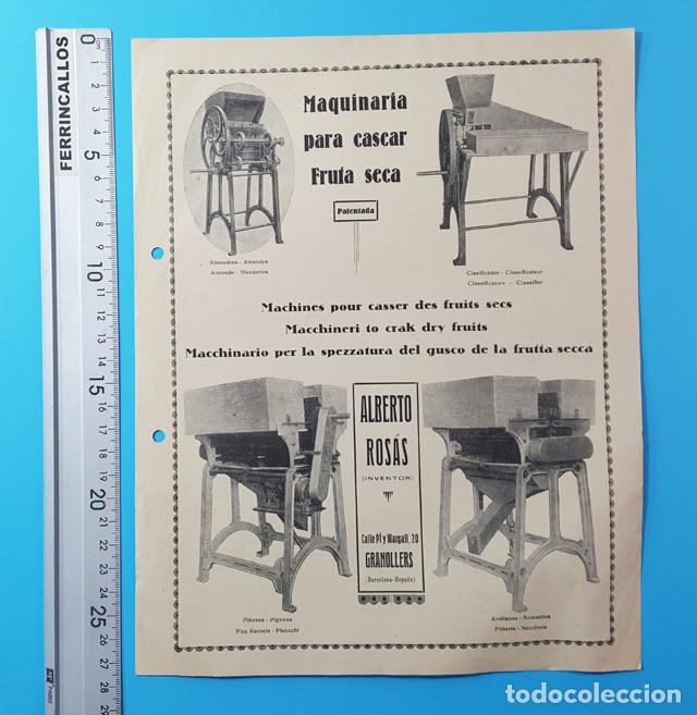 Werbekataloge: ANTIGUO FOLLETO MAQUINARIA PARA CASCAR FRUTA SECA ALBERTO ROSAS GRANOLLERS 27,50 X 22 CM