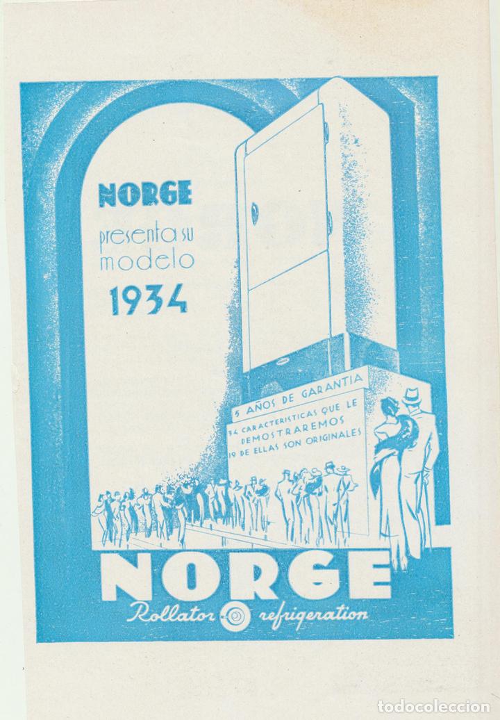 Werbekataloge: Hoja Publicidad (23,5x15) Frigor&iacute;fico Norge Modelo 1934