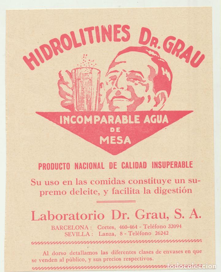 Werbekataloge: Publicidad (17,5x14) Hidrolitines Dr. Grau. 193?