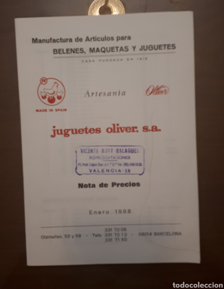 Cat&aacute;logos publicitarios: Lista precios juguetes Oliver 1988