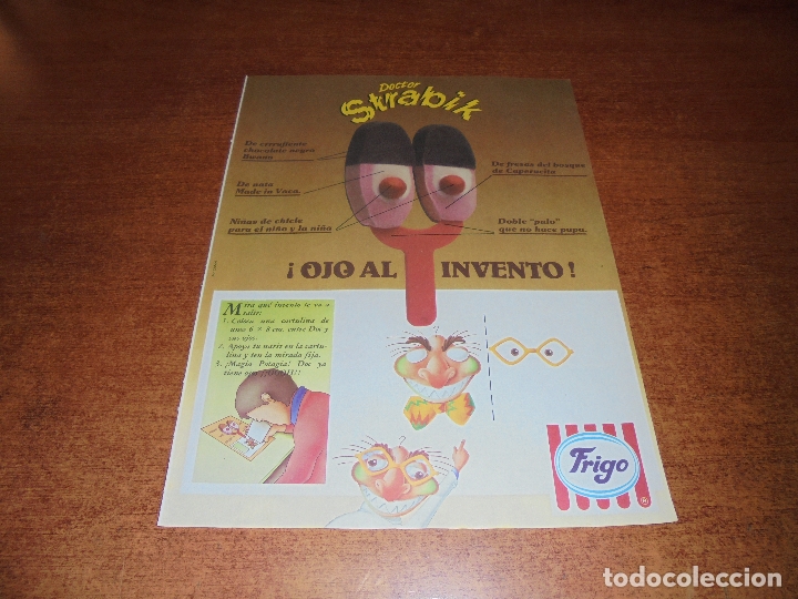 Cat&aacute;logos publicit&aacute;rios: PUBLICIDAD 1987: HELADOS FRIGO. DOCTRO ESTRABIK.