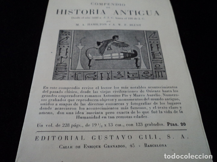 Cat&aacute;logos publicitarios: PUBLICIDAD EDITORIAL GUSTAVO GILI COMPENDIO DE HISTORIA ANTIGUA