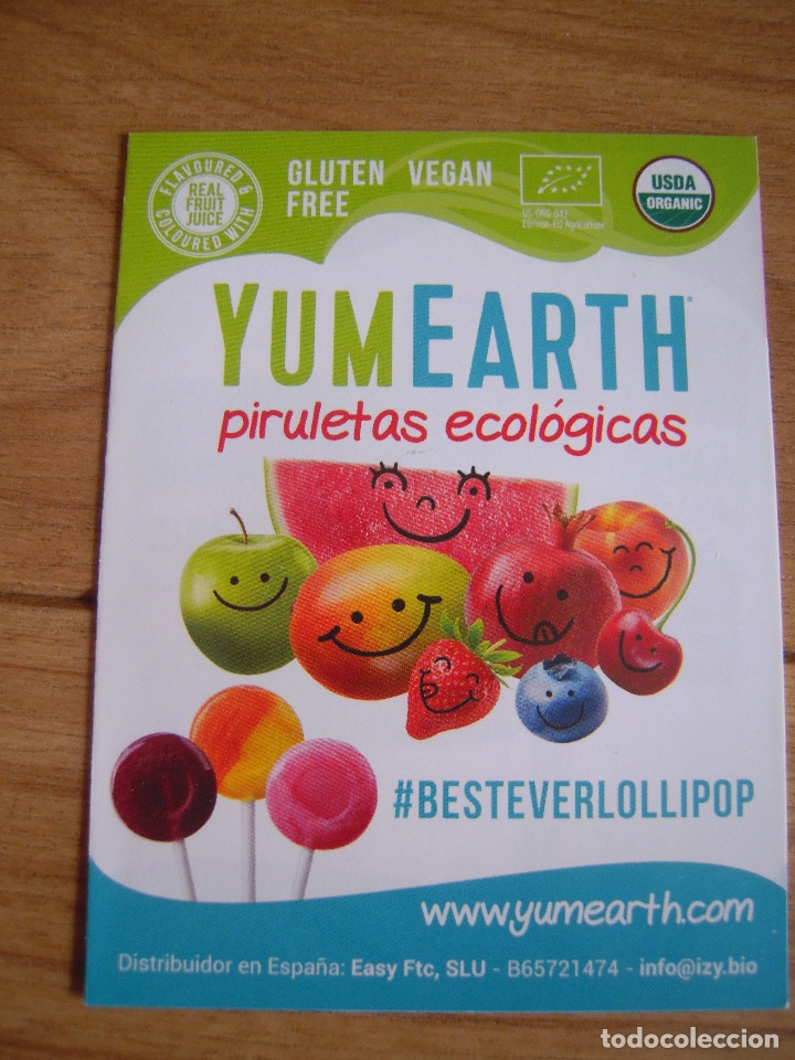 Cat&aacute;logos publicitarios: Tr&iacute;ptico piruletas ecol&oacute;gicas Yumearth - Foto 1