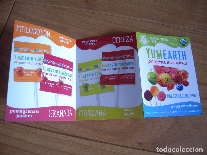 Cat&aacute;logos publicitarios: Tr&iacute;ptico piruletas ecol&oacute;gicas Yumearth - Foto 3
