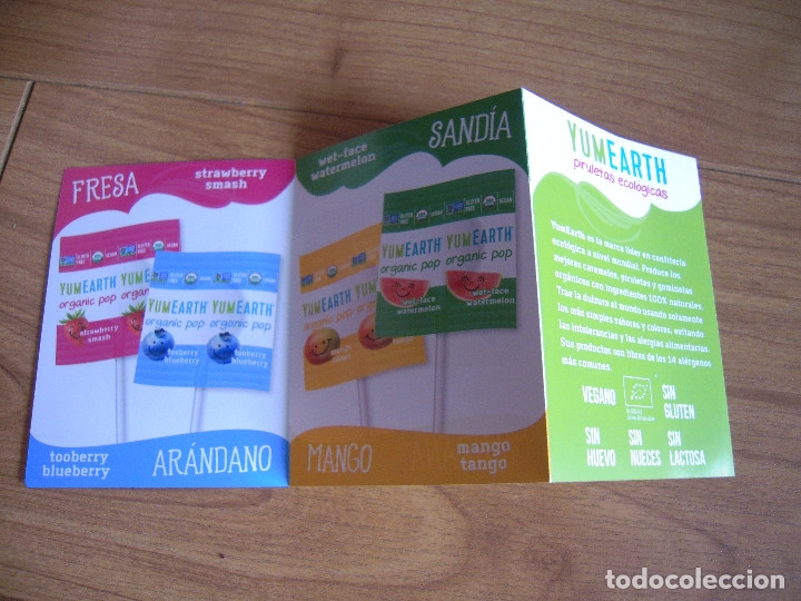 Cat&aacute;logos publicitarios: Tr&iacute;ptico piruletas ecol&oacute;gicas Yumearth - Foto 4