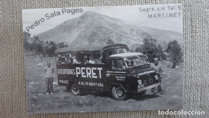 Cat&aacute;logos publicitarios: ANTIIGUA TARJETA PUBLICIDAD.EXCURSIONES PERET.ALTA MONTA&Ntilde;A.PERO SALA PAGES.MARTINET.