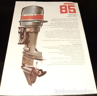 Catalogues publicitaires: HOJA DE CARACTER&Iacute;STICAS DEL MOTOR FUERA BORDA MARINER 85