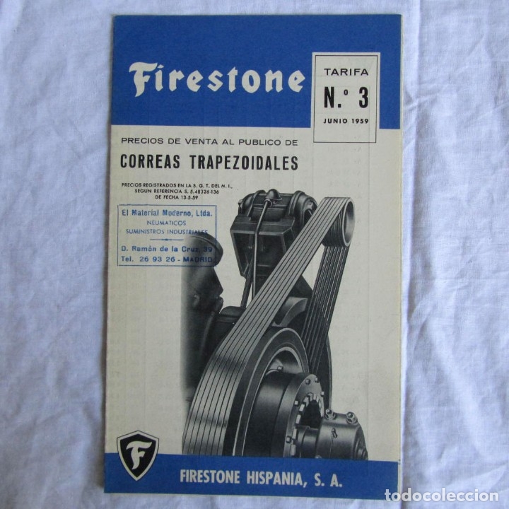 Werbekataloge: Tr&iacute;ptico Firestone 1959 Correas trapezoidales