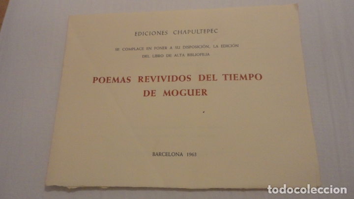 Cat&aacute;logos publicitarios: PUBLICIDAD.LIBRO POEMAS REVIVIDOS DEL TIEMPO DE MOGUER.JUAN RAMON JIMENEZ.EDICIONES CHAPULTEPEC 1963