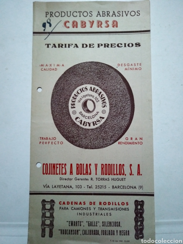 Advertising Catalogs: CABYRSA. PRODUCTOS ABRASIVOS. BARCELONA 1945.