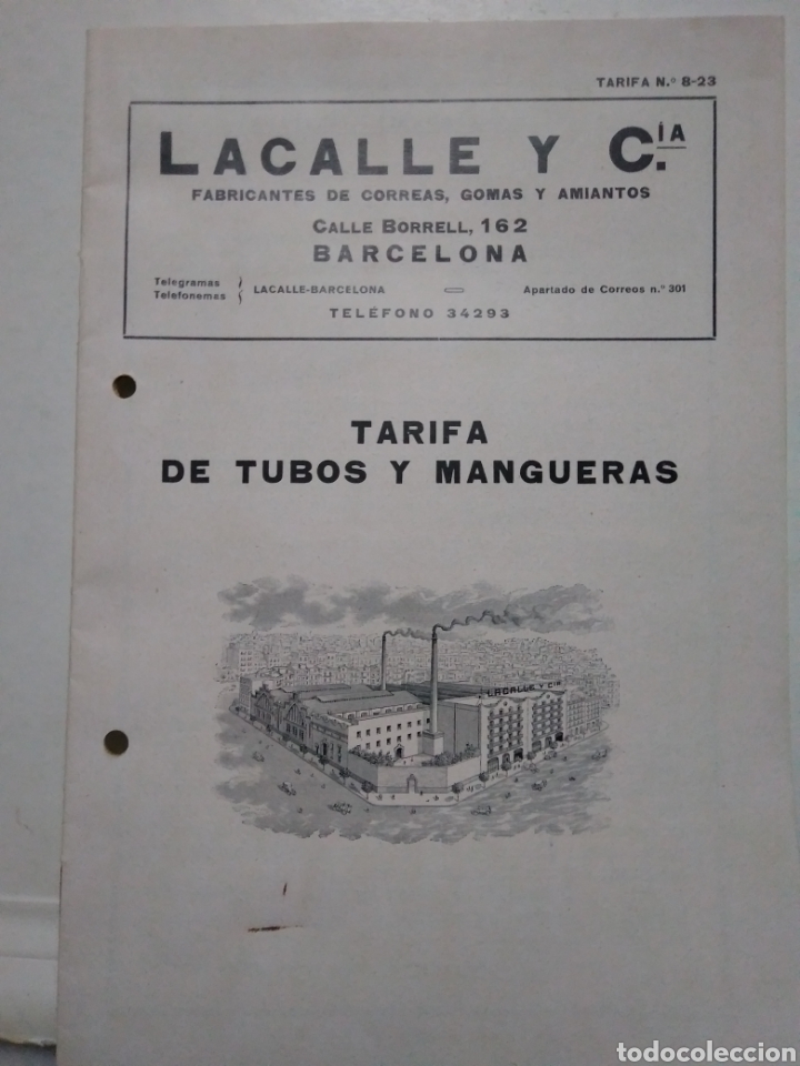 Advertising Catalogs: LACALLE Y COMPA&Ntilde;IA. FABRICANTES CORREAS, GOMAS Y AMIANTOS. BARCELONA 1934.