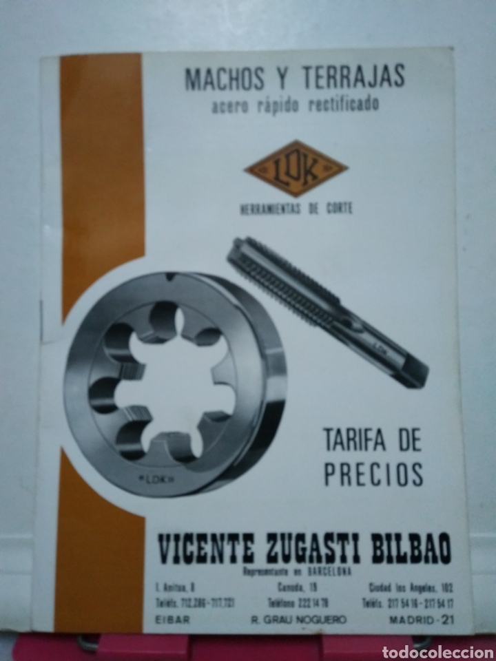 Advertising Catalogs: MACHOS Y TERRAJAS. LOK. JERRAMIENTAS DE CORTE. CATALOGO A&Ntilde;OS 50. EIBAR. VICENTE ZUGASTI BILBAO.