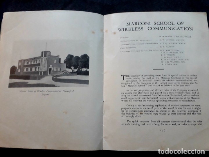 Cat&aacute;logos publicitarios: Marconi School Wireless Communication Telegraph College Cat&aacute;logo Programa