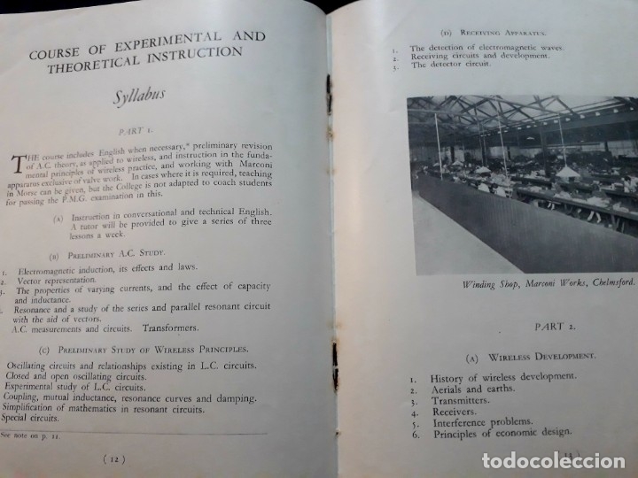 Cat&aacute;logos publicitarios: Marconi School Wireless Communication Telegraph College Cat&aacute;logo Programa - Foto 5