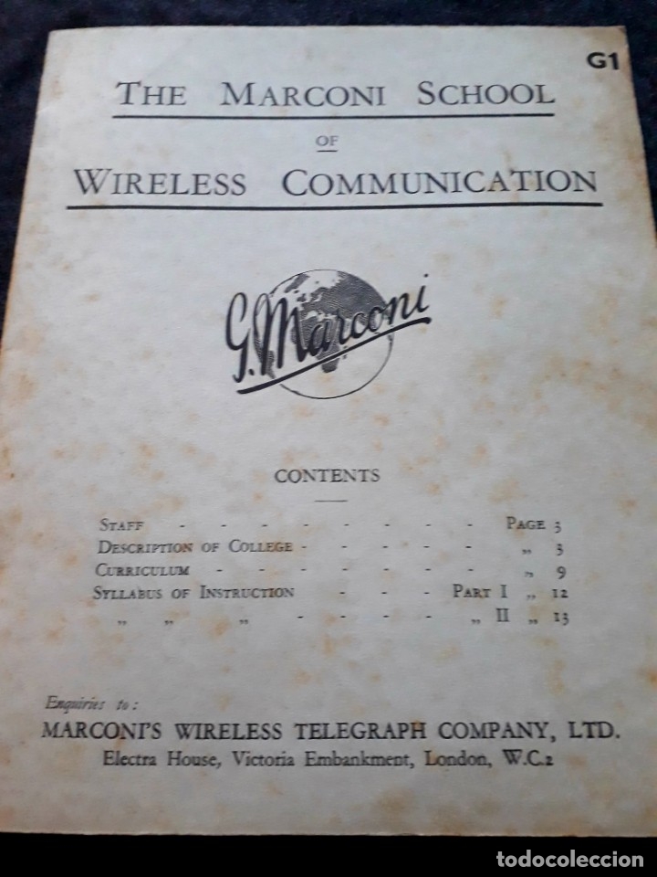 Cat&aacute;logos publicitarios: Marconi School Wireless Communication Telegraph College Cat&aacute;logo Programa - Foto 11
