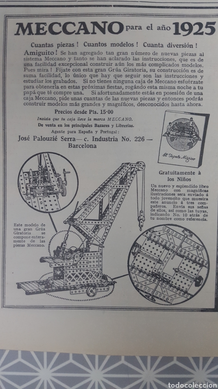 Cat&aacute;logos publicitarios: Mecano para el a&ntilde;o 1925. PUBLICIDAD ORIGINAL a&ntilde;o 1925