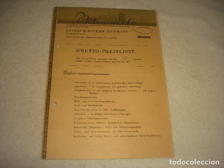 Cat&aacute;logos publicitarios: BELCO FABRIKATIONSPROGRAMM . CATALOGO DE 17 PAGS. EN ALEMAN. BELLMANN. - Foto 1