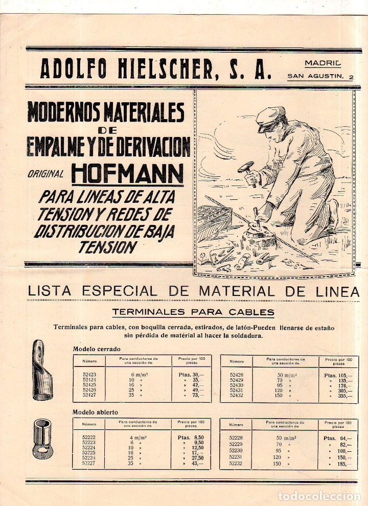 Catalogues publicitaires: CATALOGO PUBLICITARIO ADOLFO HIELSCHER. HOFMANN. UNIMAX.  LISTA DE MATERIAL Y PRECIOS. 1931. VER.