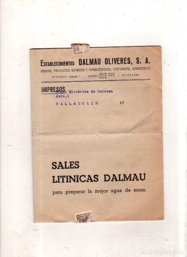 Catalogues publicitaires: CATALOGO PUBLICITARIO DE SALES LITINICAS DALMAU OLIVERES. LISTADO DE MATERIAL Y PRECIOS. 1954. VER.