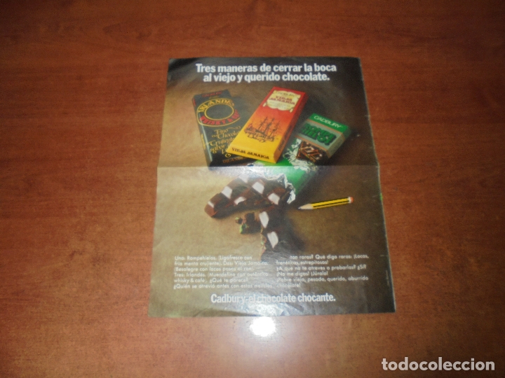 Advertising Catalogs: PUBLICIDAD 1974: CHOCOLATE CADBURY, ROMPEHIELOS, VIEJA JAMAICA, IRLAND&Eacute;S - 103 ETIQUETA NEGRA