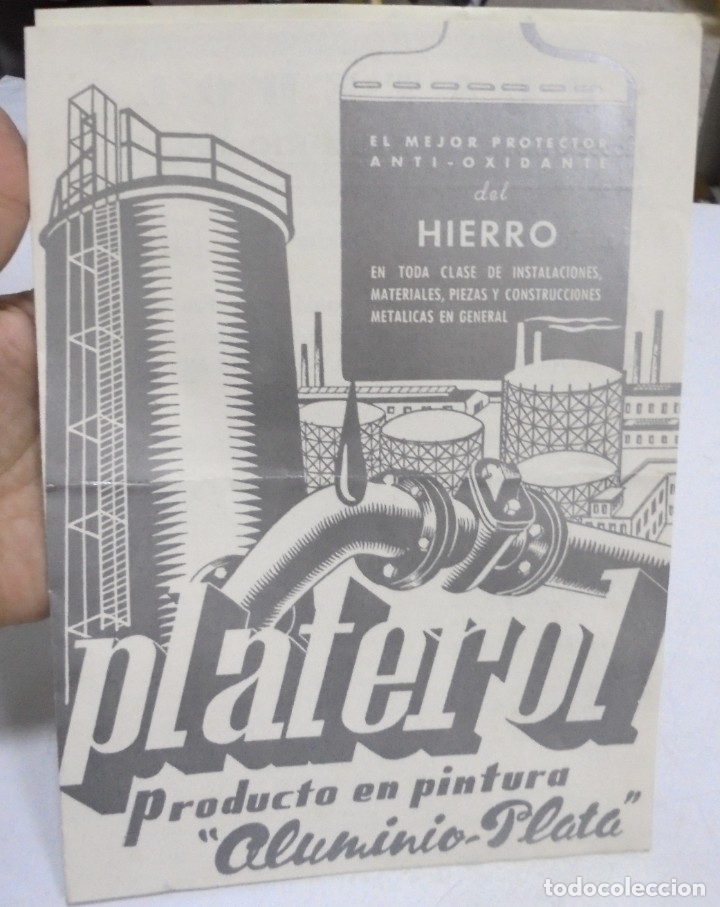 Werbekataloge: PUBLICIDAD. PLATEROL. PRODUCTO EN PINTURA. ALUMINIO PLATA. PROTECTOR ANTI-OXIDANTE DEL HIERRO. VER