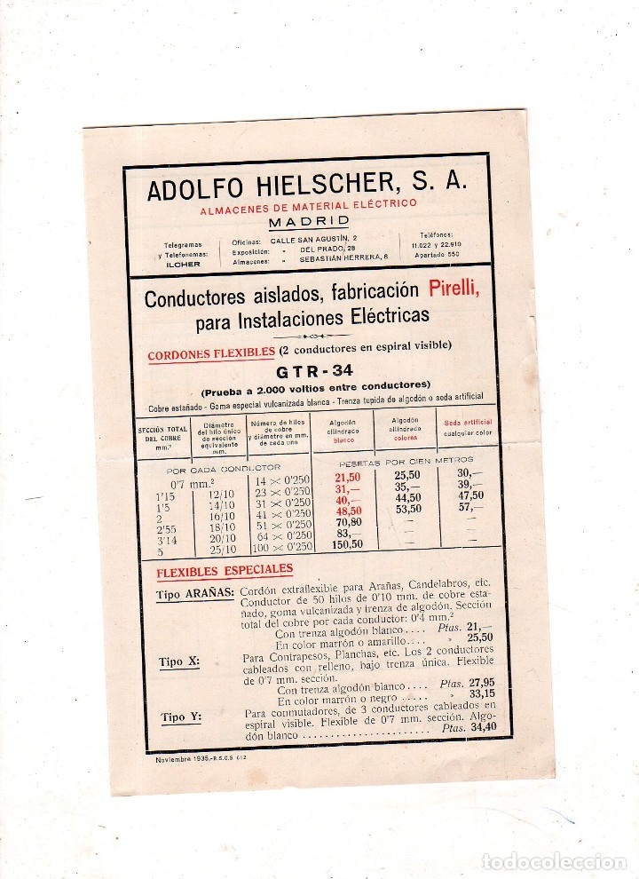 Werbekataloge: CATALOGO PUBLICITARIO DE ADOLFO HIELSCHER. ALMACEN MATERIAL ELECTRICO. LISTADO DE PRECIOS.VER FOTOS.