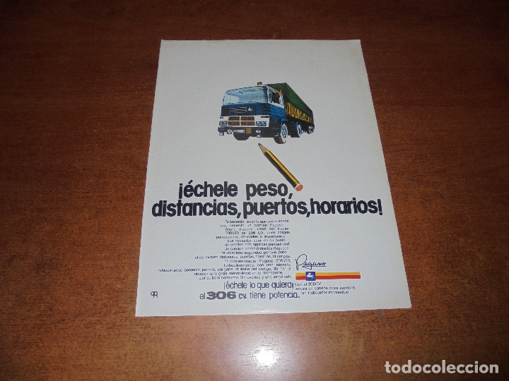 Cat&aacute;logos publicitarios: PUBLICIDAD 1976: CAMI&Oacute;N PEGASO 306 CV