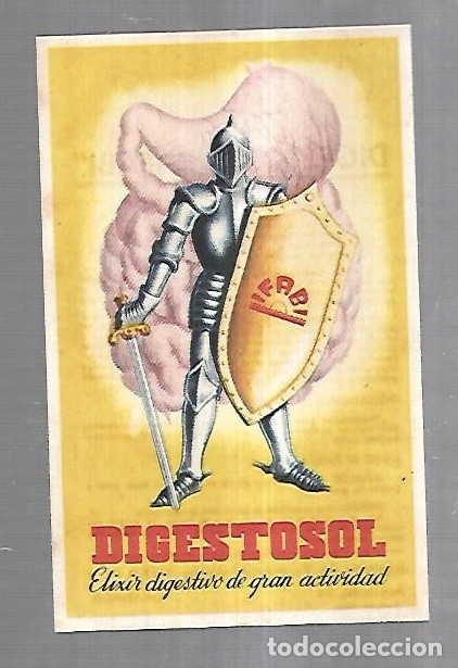Catalogues publicitaires: PEQUE&Ntilde;A PUBLICIDAD DE FARMACIA. EN CARTON. DIGESTOSOL. ELIXIR DIGESTIVO. VER DORSO