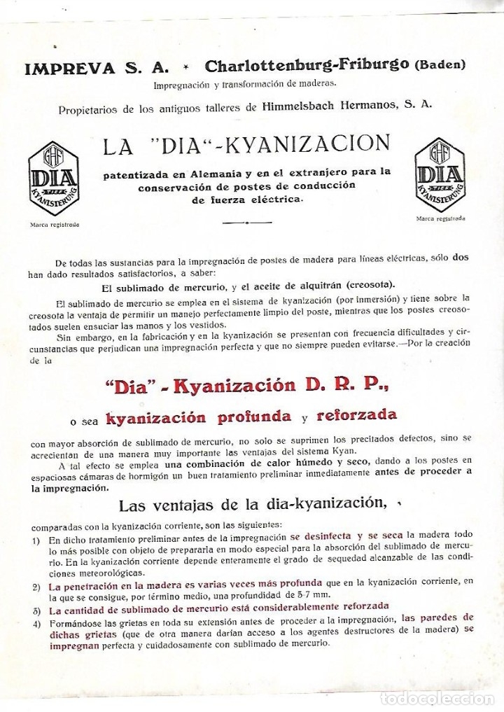 Catalogues publicitaires: PUBLICIDAD. LA DIA KYANIZACION. IMPREVA S.A. CHARLOTTENBURG-FRIBURGO. BADEN, AUSTRIA