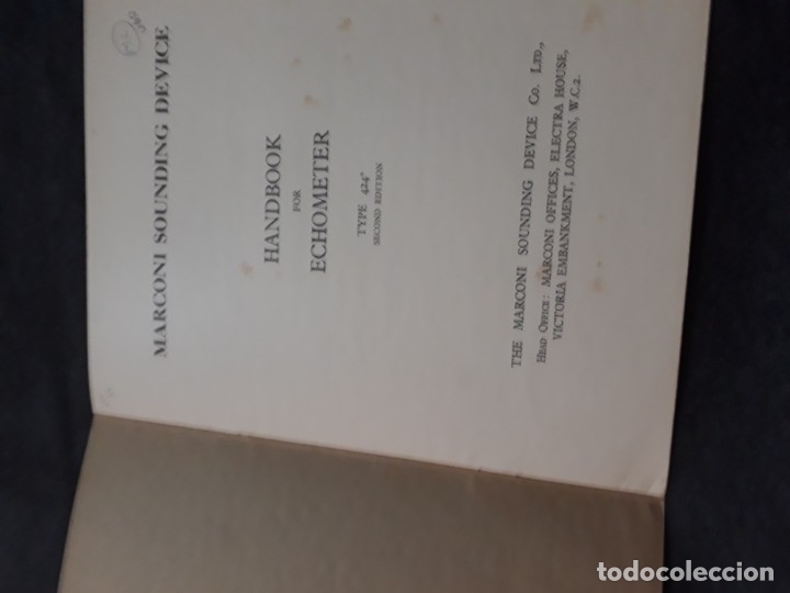 Cat&aacute;logos publicitarios: Catalogo Marconi sounding devise. The Echometer type 424.   Handbook - Foto 2