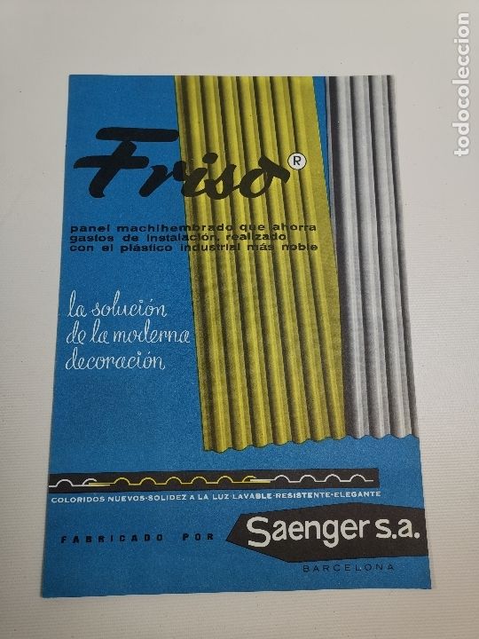 Cataloghi pubblicitari: FOLLETO PUBLICIDAD FRISO PANEL DECORATIVO SAENGER S.A BARCELONA A&Ntilde;OS 60-----REF-ZZ