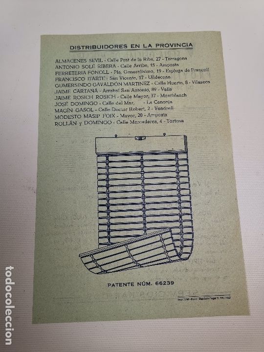 Cataloghi pubblicitari: FOLLETO PUBLICIDAD PERSIANAS TAPA-SOL - REUS TARRAGON- A&Ntilde;OS 60-----REF-ZZ