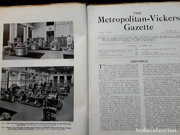 Werbekataloge: Gazette Metropilitan Vickers electrical 1941 anuncios. Colliery  electrification transformer cables