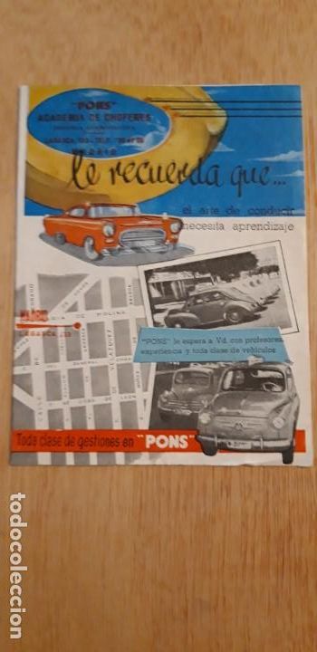 Werbekataloge: 1 PUBLICIDAD DE ** . ACADEMIA DE CHOFERES PONS ** A&Ntilde;O 1959